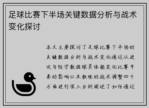 足球比赛下半场关键数据分析与战术变化探讨